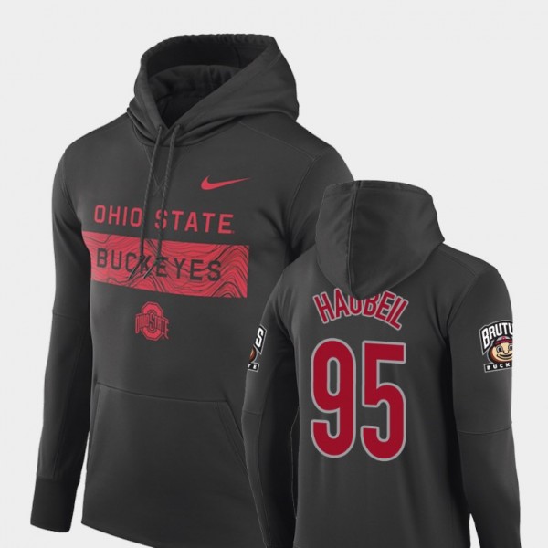 Ohio State Buckeyes Blake Haubeil Men's #95 Performance Sideline Seismic Anthracite College Football Hoodie 2404UFIX3